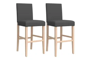 Chaises de bar lot de 2 bois massif d'hévéa et tissu 2