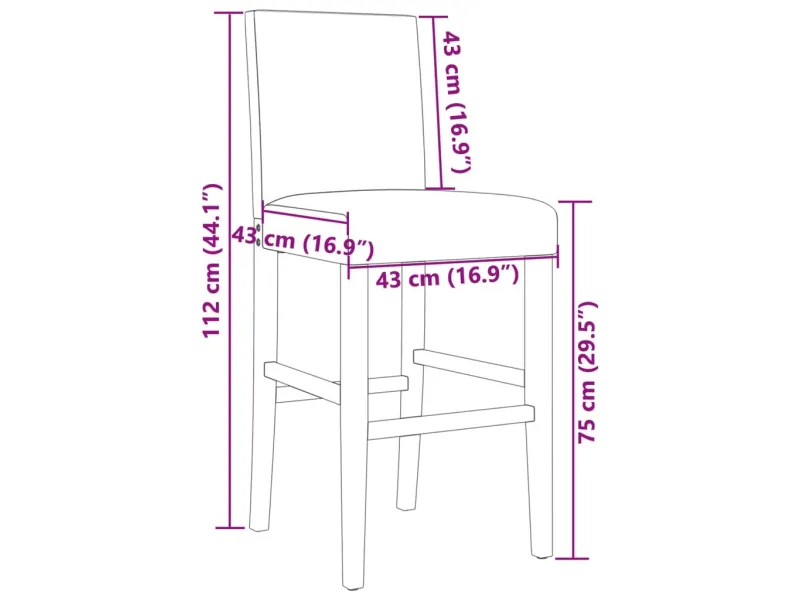 Chaises de bar lot de 2 bois massif d'hévéa et tissu