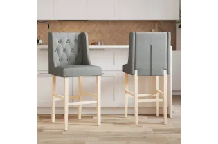 Chaises de bar lot de 2 bois massif d'hévéa et tissu