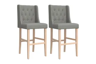 Chaises de bar lot de 2 bois massif d'hévéa et tissu 2
