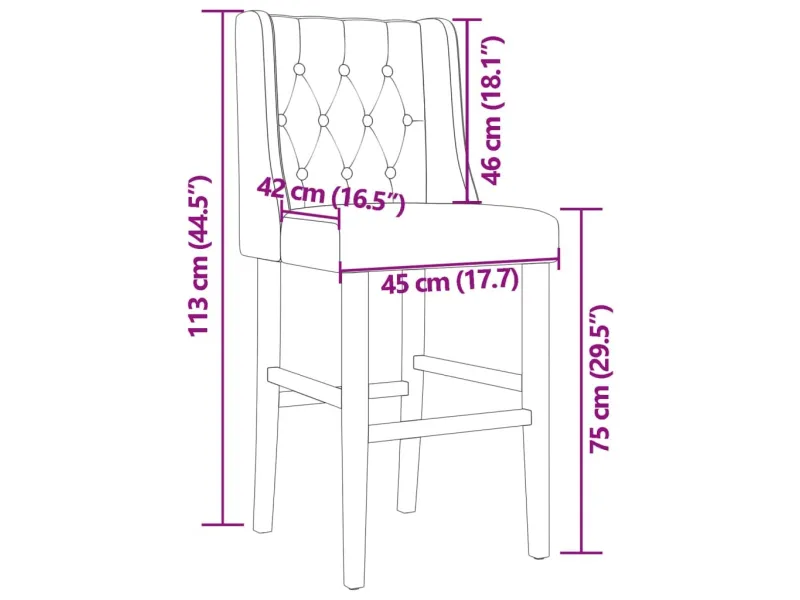 Chaises de bar lot de 2 bois massif d'hévéa et tissu