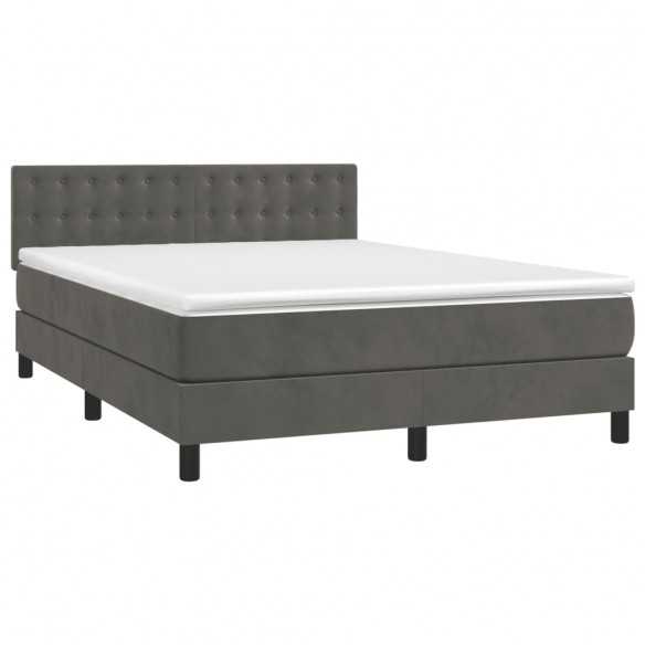 cadre de lit avec matelas LED Gris foncé 140x200 cm