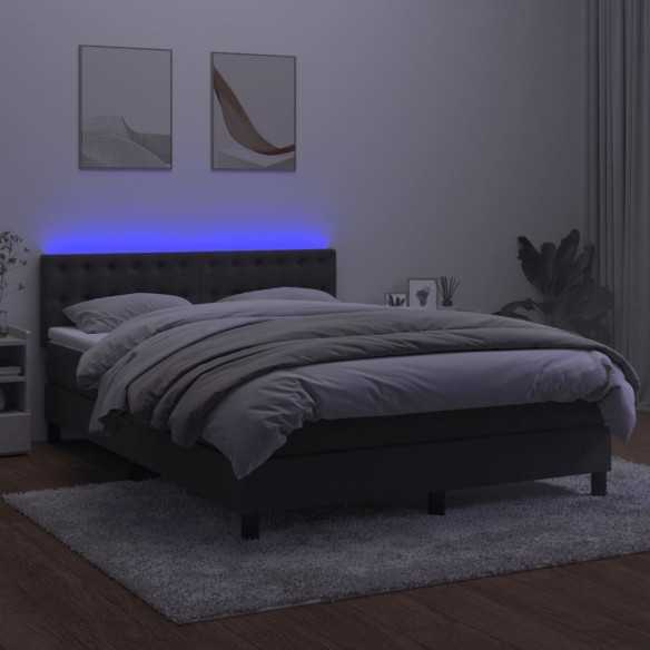 cadre de lit avec matelas LED Gris foncé 140x200 cm