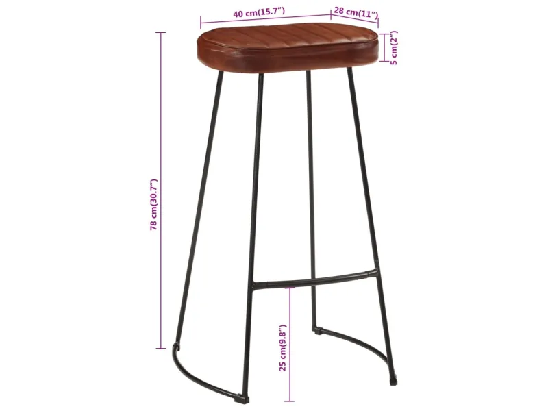 Tabourets de bar Gavin 2 pcs marron foncé 44x37,5x78 cm