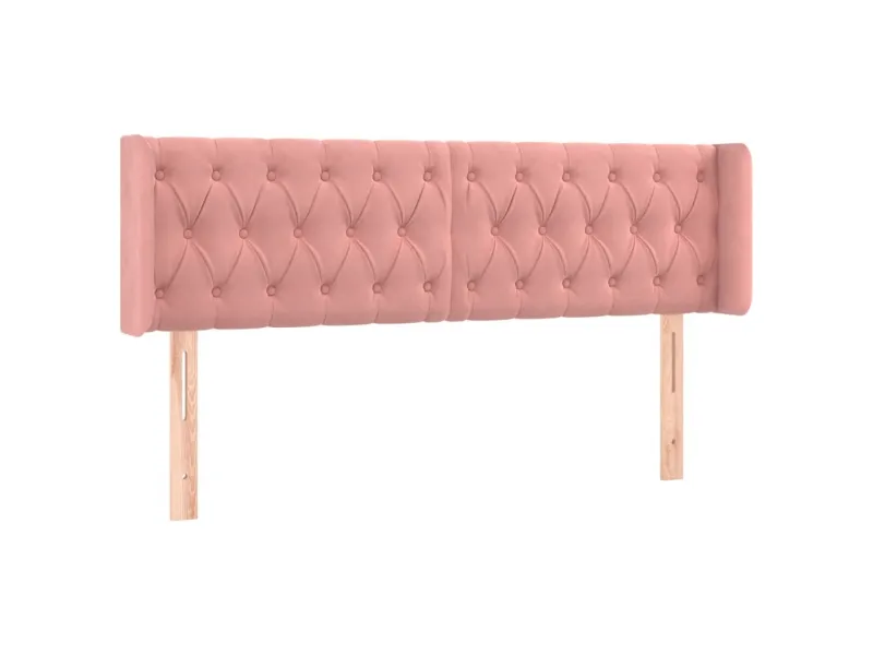 Tête de lit avec oreilles Rose 163x16x78/88 cm Velours