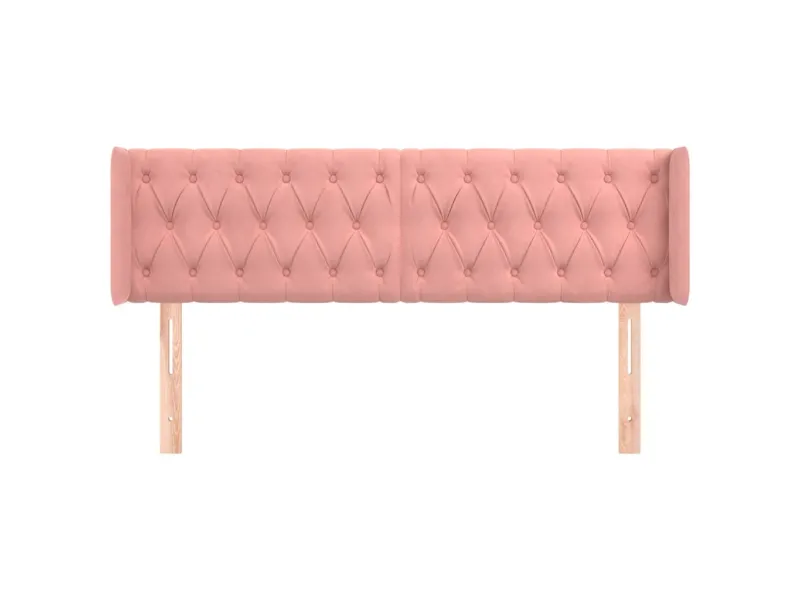 Tête de lit avec oreilles Rose 163x16x78/88 cm Velours