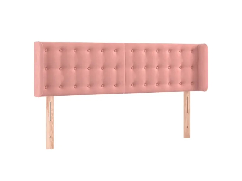 Tête de lit avec oreilles Rose 147x16x78/88 cm Velours