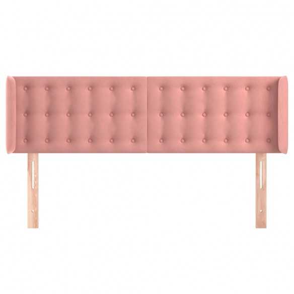 Tête de lit avec oreilles Rose 147x16x78/88 cm Velours