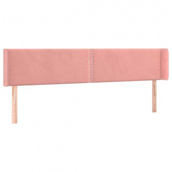 Tête de lit avec oreilles Rose 163x16x78/88 cm Velours
