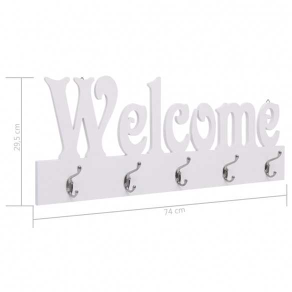 Porte-manteau mural WELCOME Blanc 74x29,5 cm