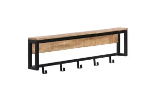 Porte-manteau 87x10x27 cm bois de manguier massif brut
