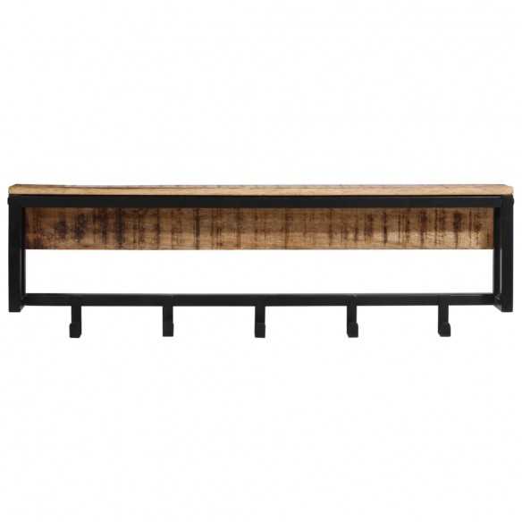 Porte-manteau 87x10x27 cm bois de manguier massif brut