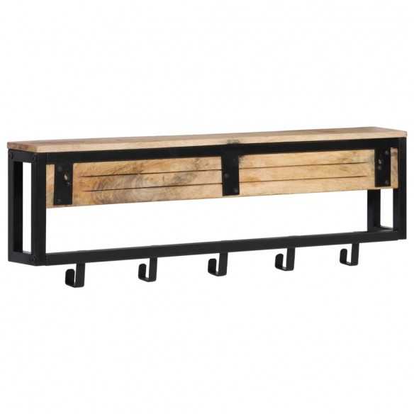 Porte-manteau 87x10x27 cm bois de manguier massif brut