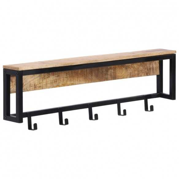 Porte-manteau 87x10x27 cm bois de manguier massif brut