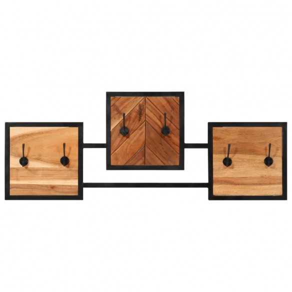 Porte-manteau mural 90x1x35 cm bois massif d'acacia et fer
