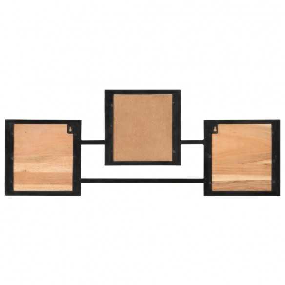 Porte-manteau mural 90x1x35 cm bois massif d'acacia et fer