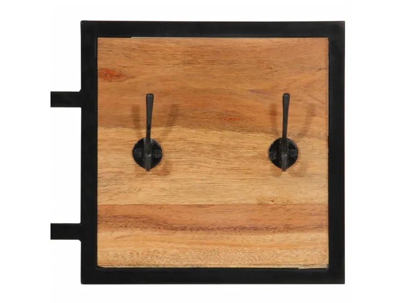 Porte-manteau mural 90x1x35 cm bois massif d'acacia et fer