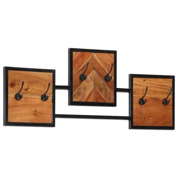 Porte-manteau mural 90x1x35 cm bois massif d'acacia et fer