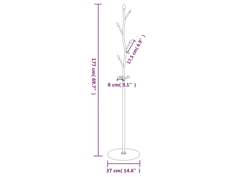 Porte-manteau noir 177 cm fer enduit de poudre
