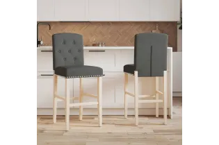 Chaises de bar lot de 2 bois massif d'hévéa et tissu