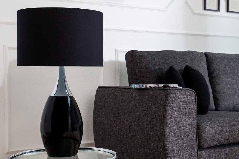 Lampe à poser moderne en métal et en toile de couleur noire