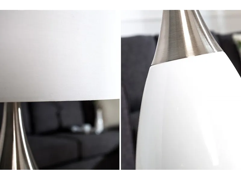 Lampe à poser moderne en métal et en toile de couleur blanche