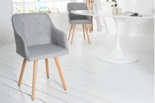 Lot de 2 fauteuils design scandinave revêtu en tissu gris clair