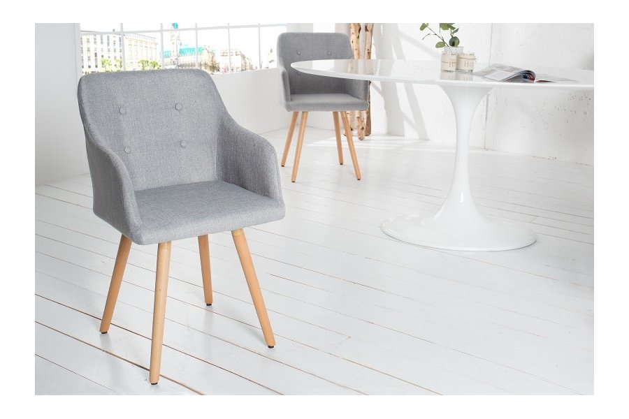 Lot de 2 fauteuils design scandinave revêtu en tissu gris clair