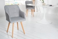 Lot de 2 fauteuils design scandinave revêtu en tissu gris clair