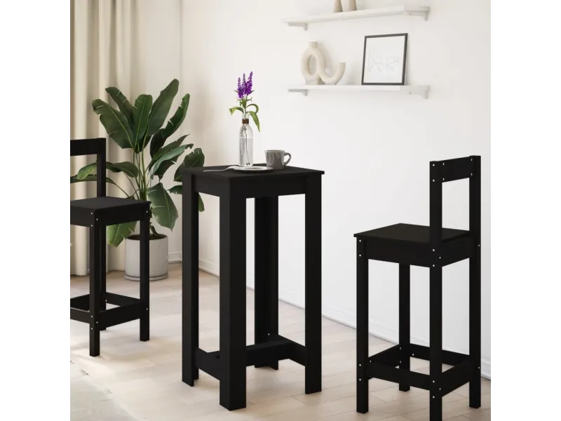 Table de bar noir 51x50x103,5 cm bois d'ingénierie