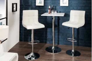 Lot de 2 tabourets de bar design en simili cuir blanc 2