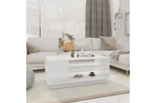 Table basse blanc 102x55x43 cm bois d'ingénierie