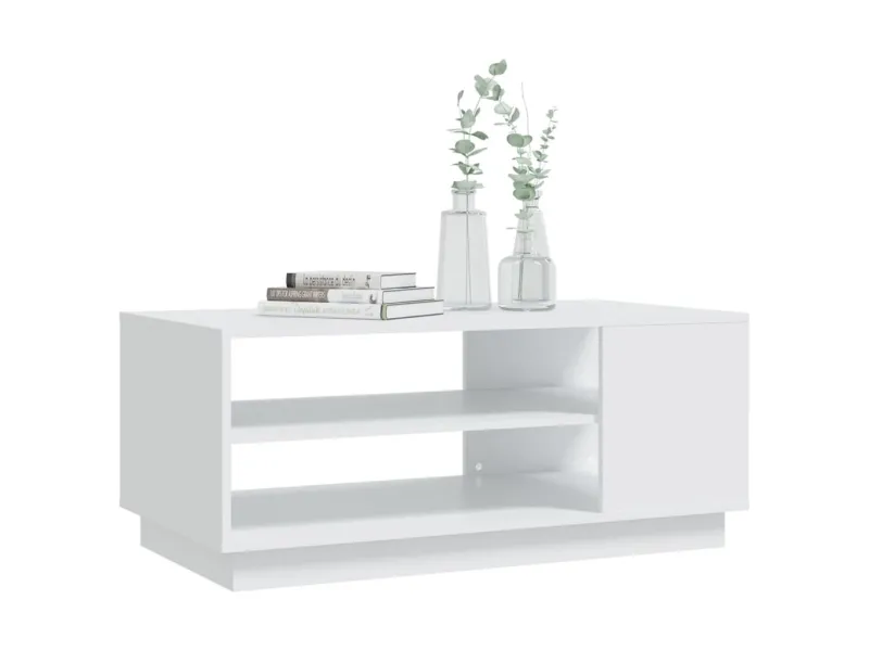 Table basse blanc 102x55x43 cm bois d'ingénierie