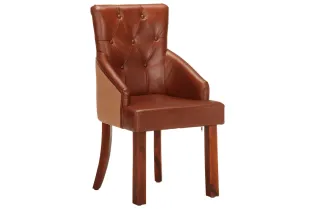 Chaises à manger lot de 2 marron cuir de chèvre véritable 2