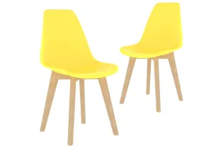 Chaises à manger lot de 2 jaune plastique