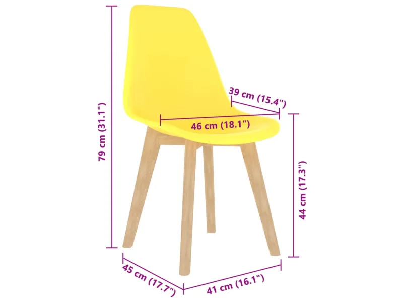 Chaises à manger lot de 2 jaune plastique