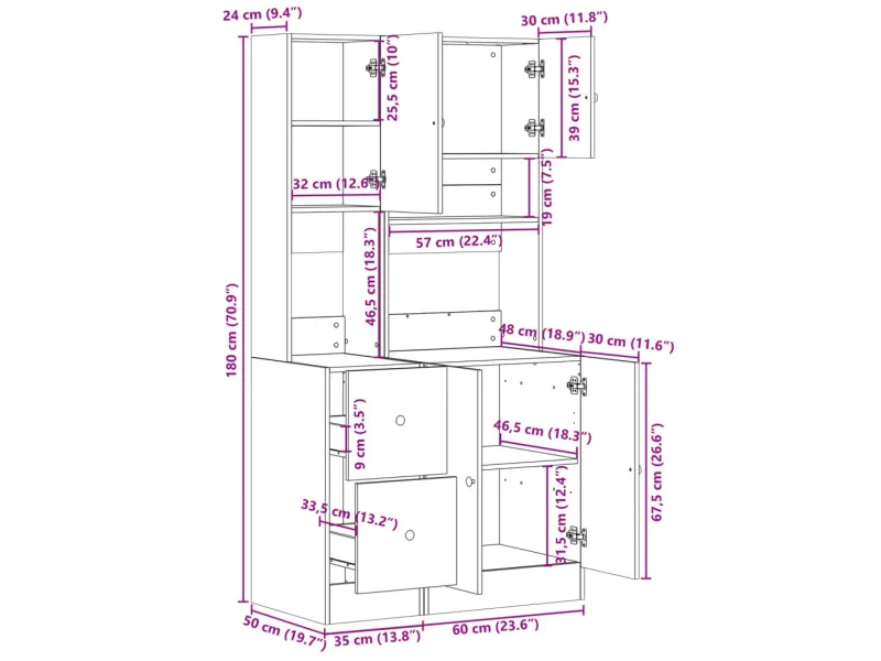 Armoire de cuisine chêne marron 95x50x180 cm bois d’ingénierie