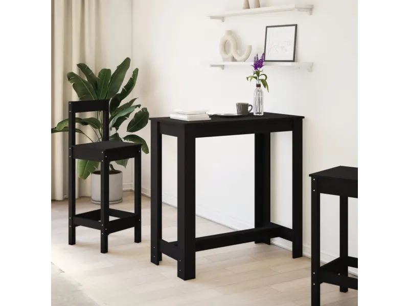 Table de bar noir 102x50x103,5 cm bois d'ingénierie