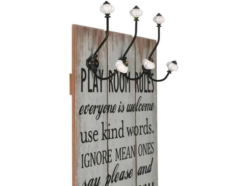 Porte-manteau mural avec 6 crochets 120 x 40 cm THANK YOU