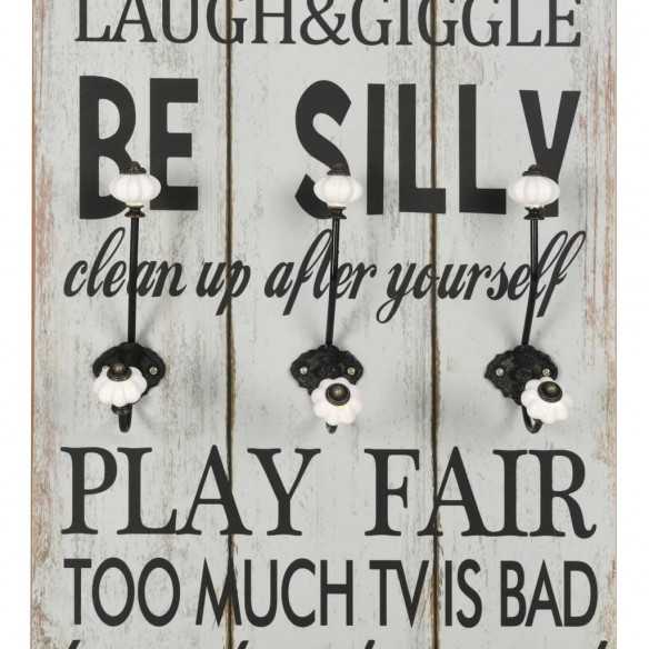 Porte-manteau mural avec 6 crochets 120 x 40 cm THANK YOU