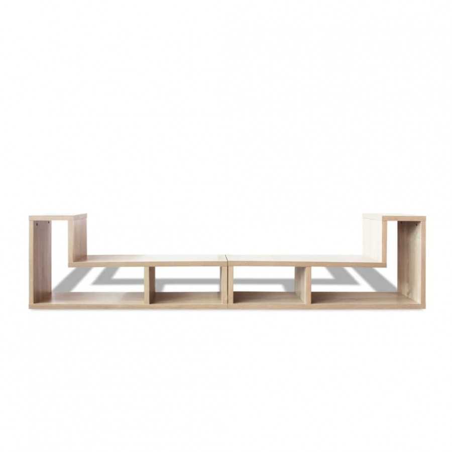 Meuble TV double en forme de L Chêne