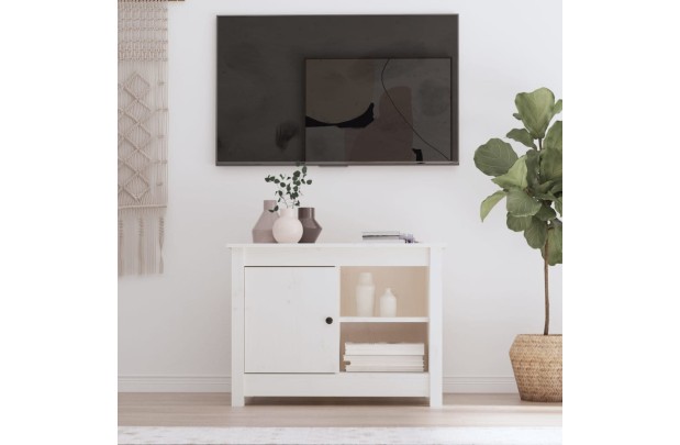 Meuble TV Blanc 70x36,5x52 cm Bois de pin massif