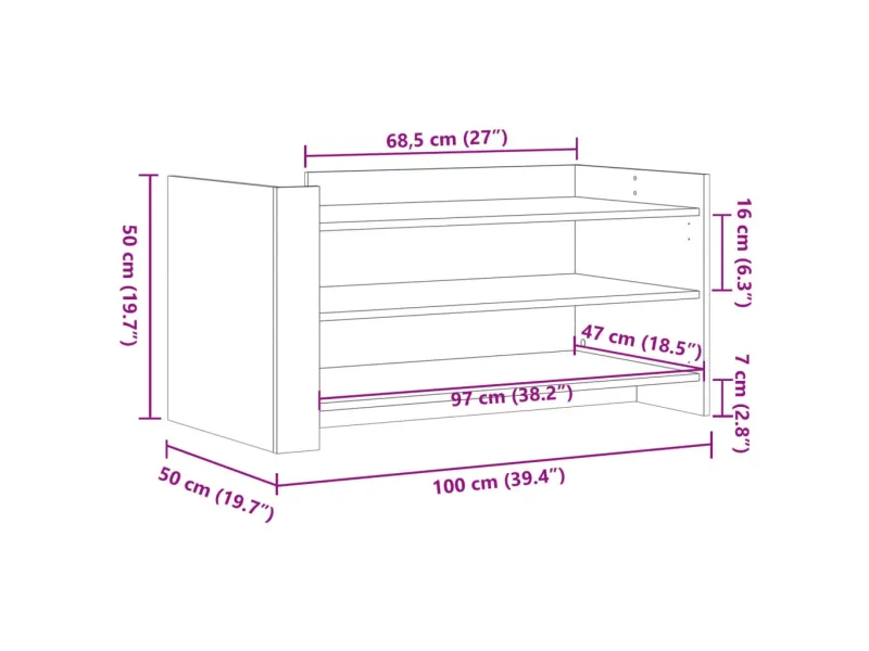 Table basse chêne sonoma 100x50x50 cm bois d'ingénierie