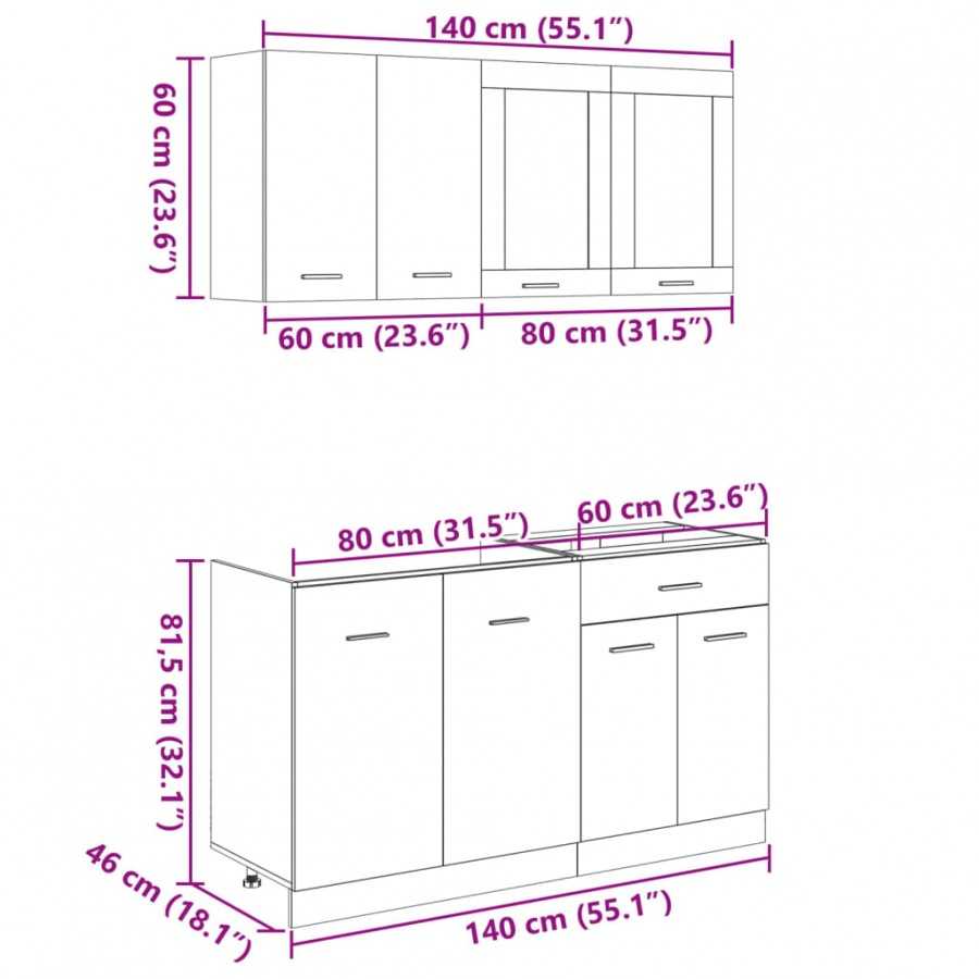 Ensemble d'armoires de cuisine 4 pcs chêne sonoma