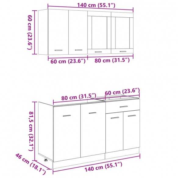 Ensemble d'armoires de cuisine 4 pcs chêne sonoma