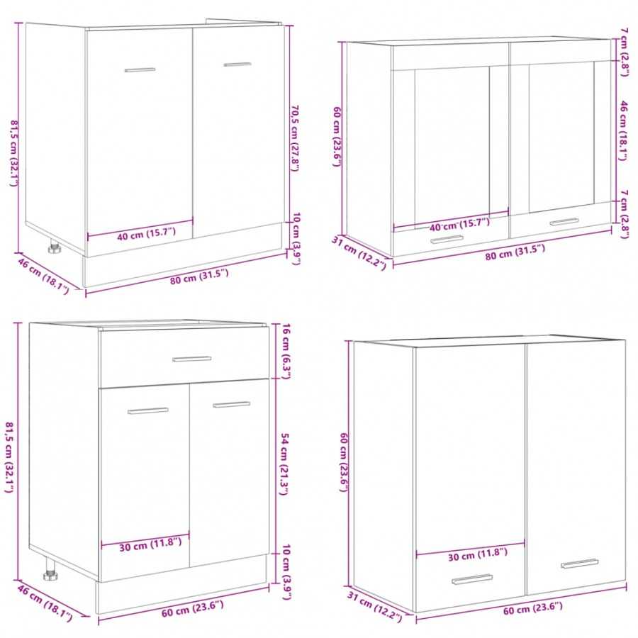 Ensemble d'armoires de cuisine 4 pcs chêne sonoma
