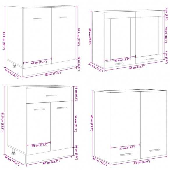 Ensemble d'armoires de cuisine 4 pcs chêne sonoma