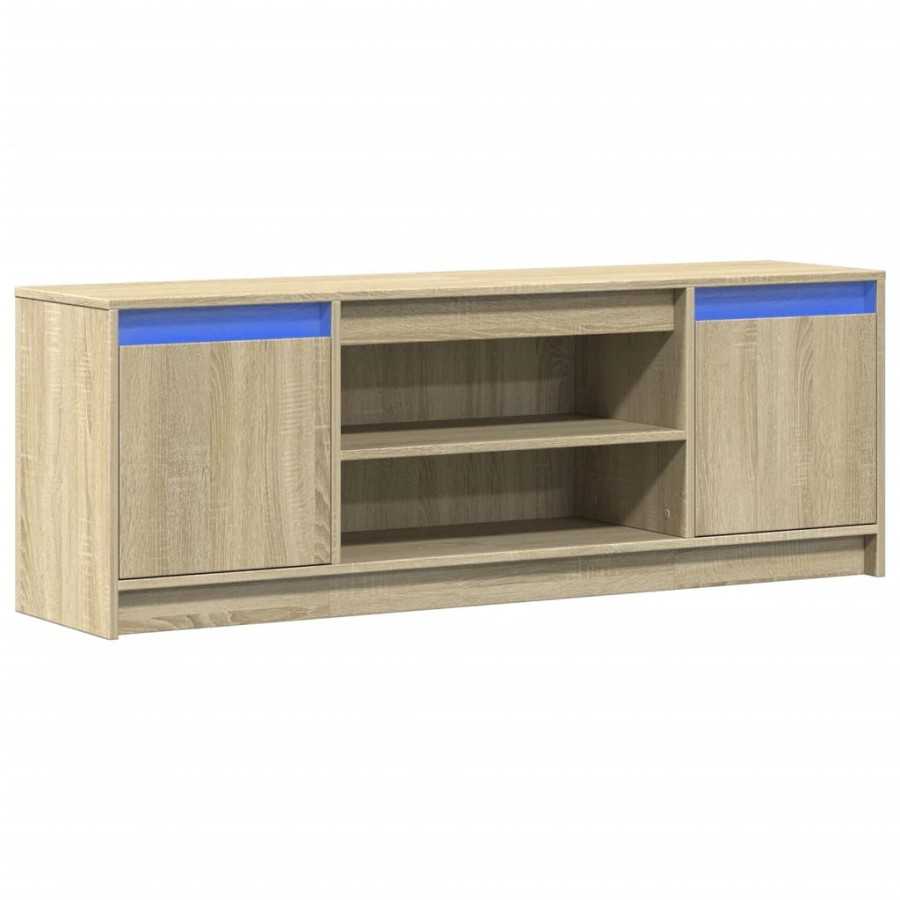Meuble TV avec LED chêne sonoma 139,5x34x50cm bois d'ingénierie