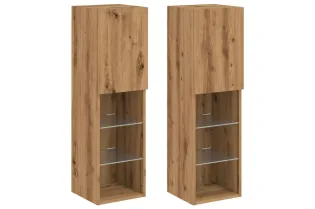 Meubles TV avec lumières LED 2pcs chêne artisanal 30,5x30x102cm