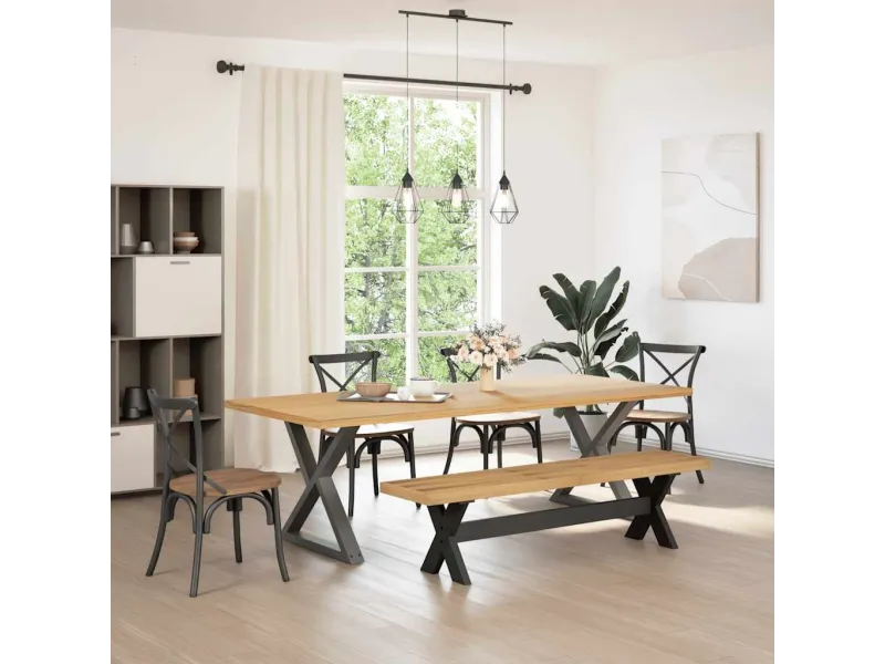 Banc à manger NOAIN pieds en forme de X 180x40x45 cm massif pin